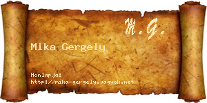Mika Gergely névjegykártya